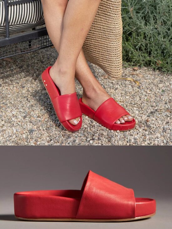 beek Shoes - Beek Pelican Lipstick Red Leather Sandals. New with Box.